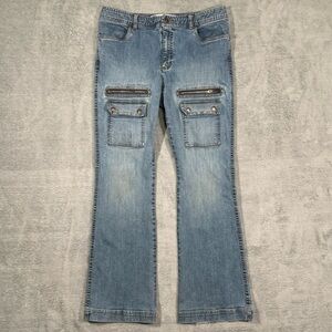 VTG Y2K Gap Jeans Womens 8 Cargo Zip Pockets Stretch Bootcut Flare Grunge Urban